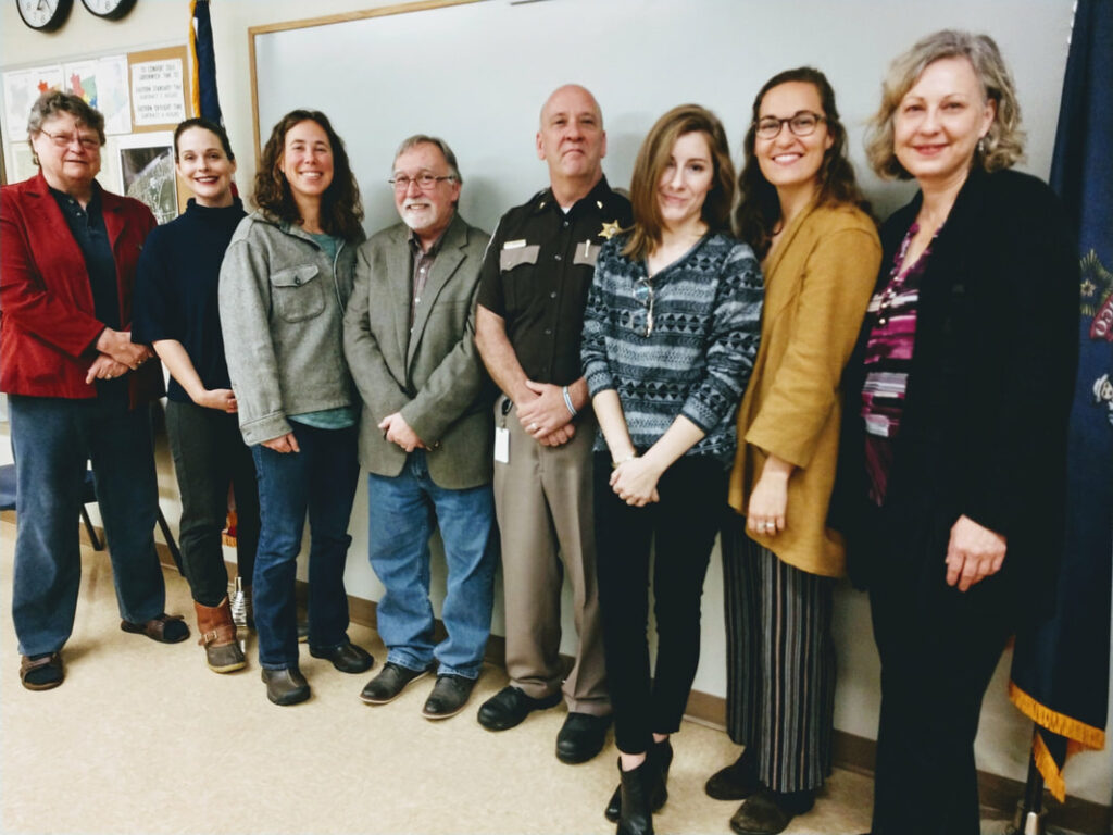 Pictured from left to right: Rep. Pinny Beebe- Center, Natasha Irving DA, Sarah Mattox, Tim O'Donnell, Jason Trundy, Jenna Golub, Louise Marks, Carrie Sullivan